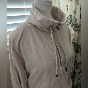 Charter Club Relaxed Oatmeal Petite Zip Jacket Size L